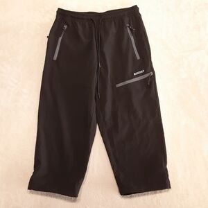 Mocoly Womans Cropped Hiking Pants Sz.Small Black Cargo Pull Cords Performance